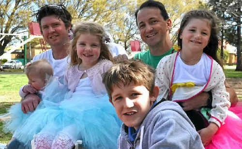 Evie and Katie Lang, and Lucy and Mitchell Bourke, spend time with their dads Matt Lang and Mick Bourke at the weekend. Evie and Katie Lang, and Lucy and Mitchell Bourke, spend time with their dads Matt Lang and Mick Bourke at the weekend.